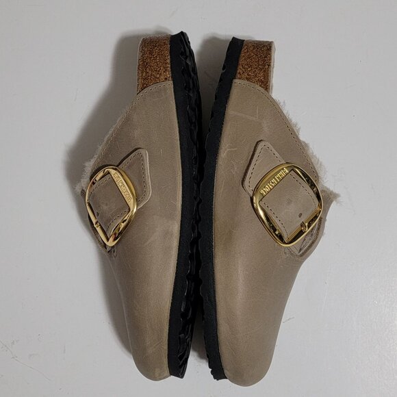 Birkenstock Boston Big Buckle Shearling Clog Womens 39 8/8.5 Brown Cozy Boho - Picture 6 of 8